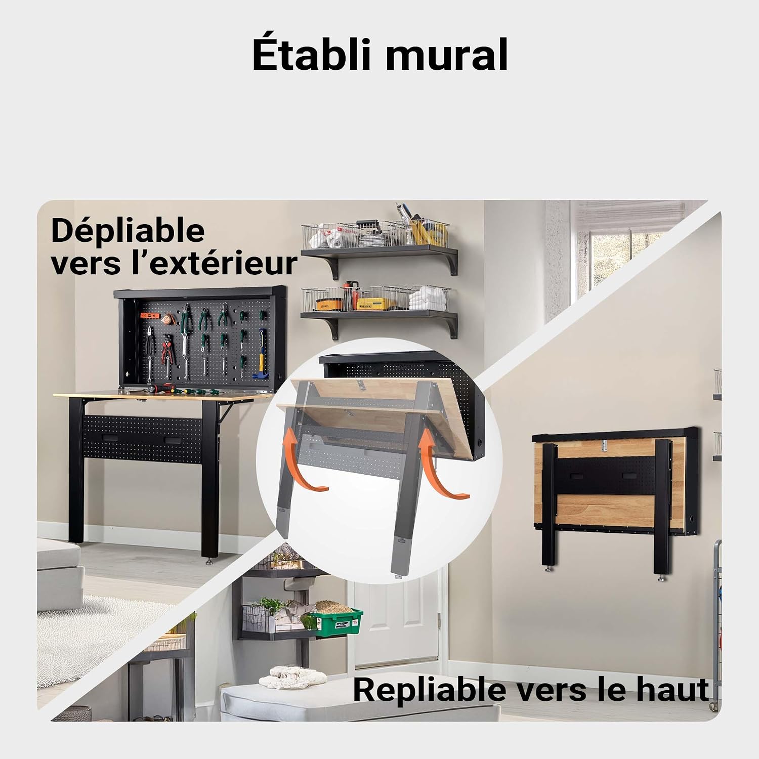 établi pliant muralwiltec – vue détaillée