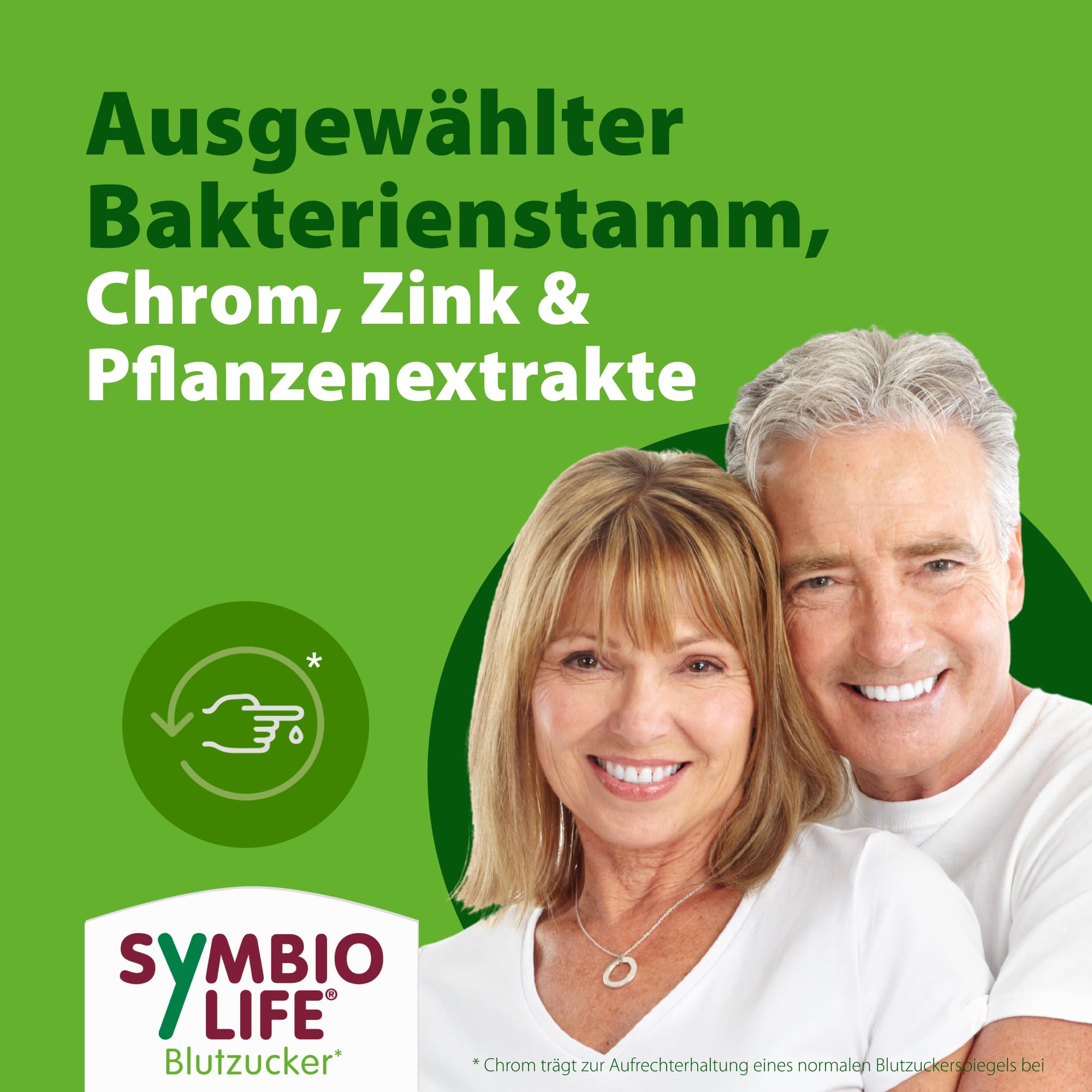 SymbioLife Blutzucker* - Nahrungsergänzungsmittel mit Zink, Chrom und ausgewählten Bakterien - unterstützt den normalen Blutzuckerspiegel* - 60 Kapseln