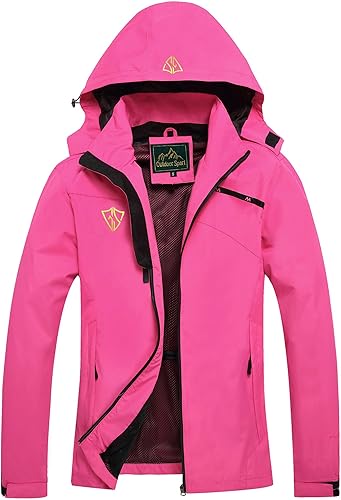 GIISAM Chaqueta impermeable con capucha para mujer, chaqueta de lluvia ligera y plegable con cremallera completa, chaqueta cortavientos con capucha