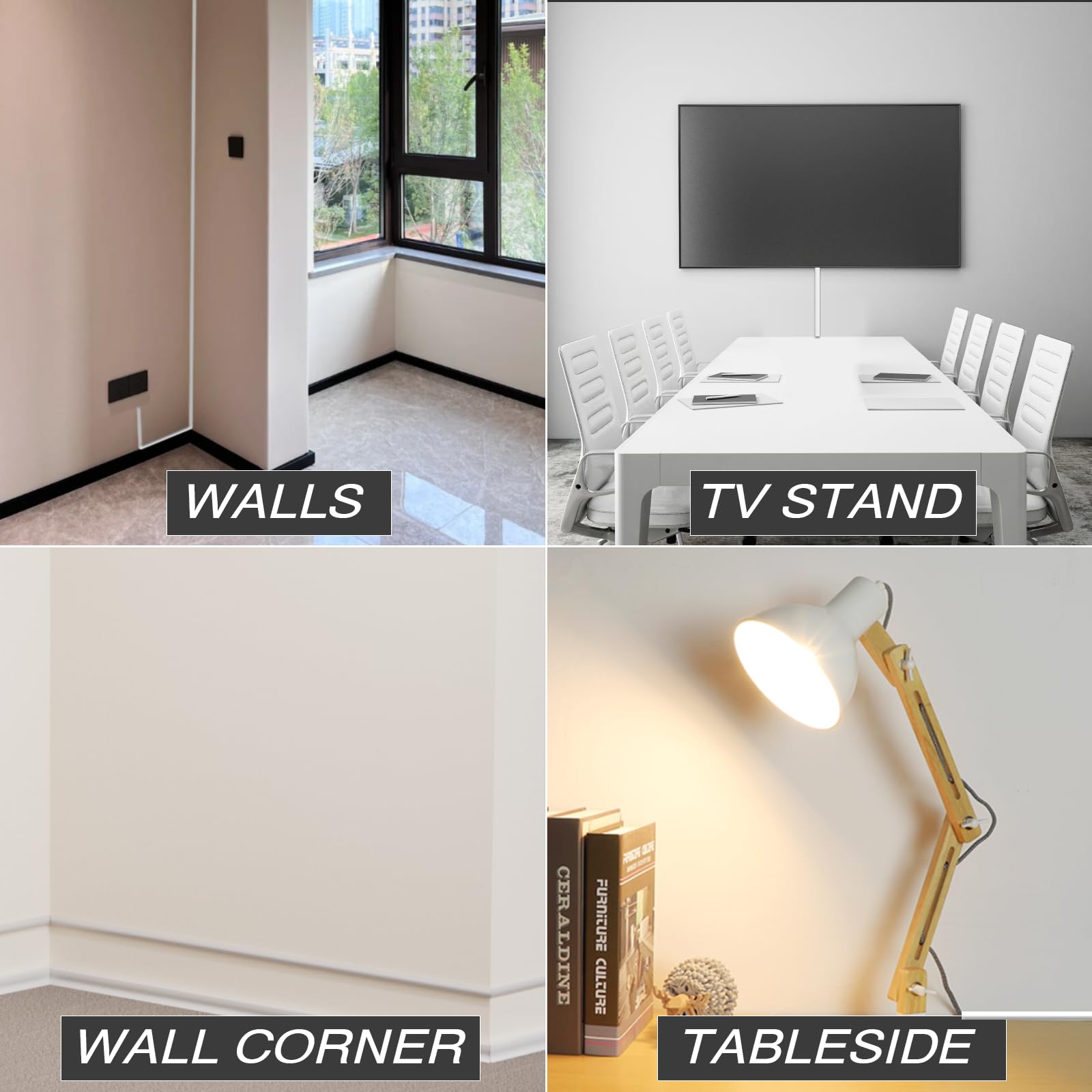 Ocultador de cables de silicona de 78 pulgadas para TV de montaje en pared, ocultador de cables autoadhesivo para 1 cable (1/4 pulgadas de diámetro), gestión de cables debajo del escritorio
