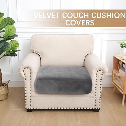 Vista 83 de hyha Fundas de cojín de terciopelo para sofá, fundas elásticas para asiento de sofá modular, en forma de L para sofá seccional, funda de cojín suave