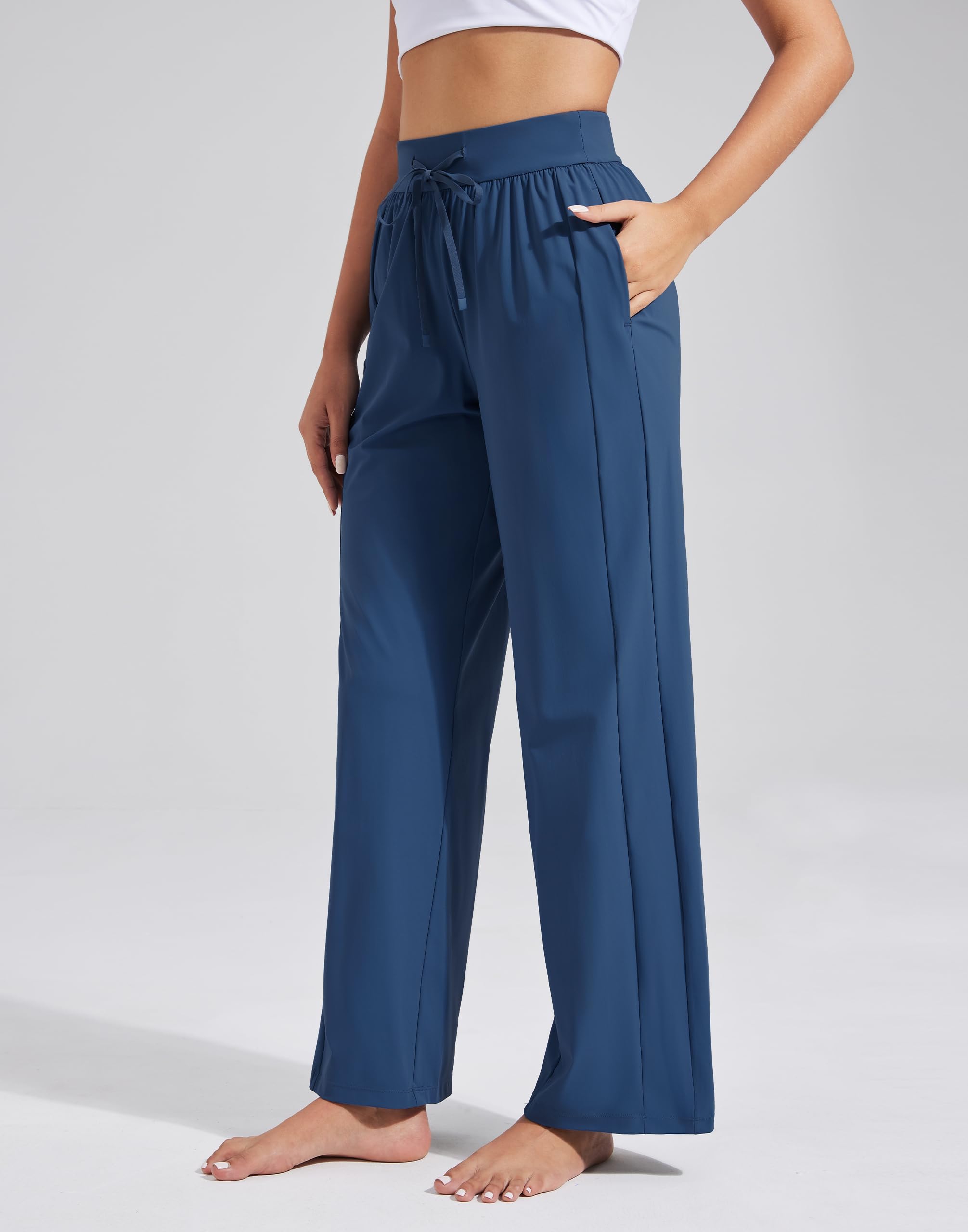 Pioneer Camp Jogging Femme Weit Bein UV-Schutz UPF100+ Dünne Sporthose mit Kordelzug Taschen Luftig Locker Atmungsaktiv Schnell Trocknend