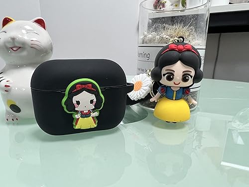 Miniatura 2 de Funda de silicona compatible con Apple Airpods 1, 2, 3 y Pro [Serie de dibujos animados con llavero de muñeca] (Airpods Pro, princesa)
