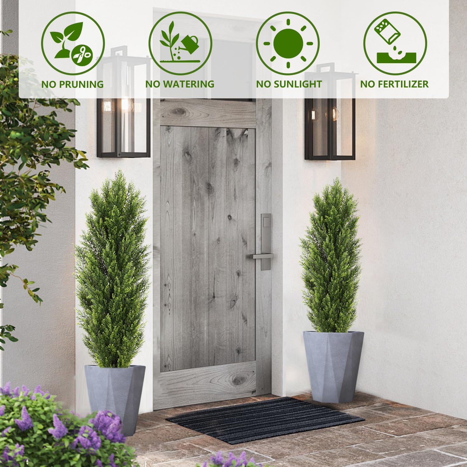 Artificial Cedar Topiary Trees, 6 FT Faux Pine Cypress Trees for Outdoor and Indoor, Artificial Evergreen Potted Plant Topiary Ball for Home Decor, Set of 2