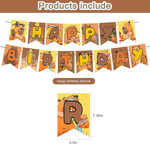 Miniatura 2 de Capybara - Decoraciones de fiesta suministros de fiesta de cumpleaños para suministros de fiesta de Capybara incluye pancarta decoración para tartas