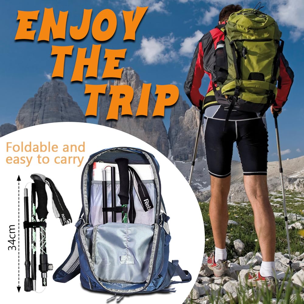 Kije do chodzenia, składane, 105-125 cm, damskie kijki do Nordic Walking, aluminiowe kijki trekkingowe, z 4 parami gumowych zderzaków, do trekkingu i wędrówek