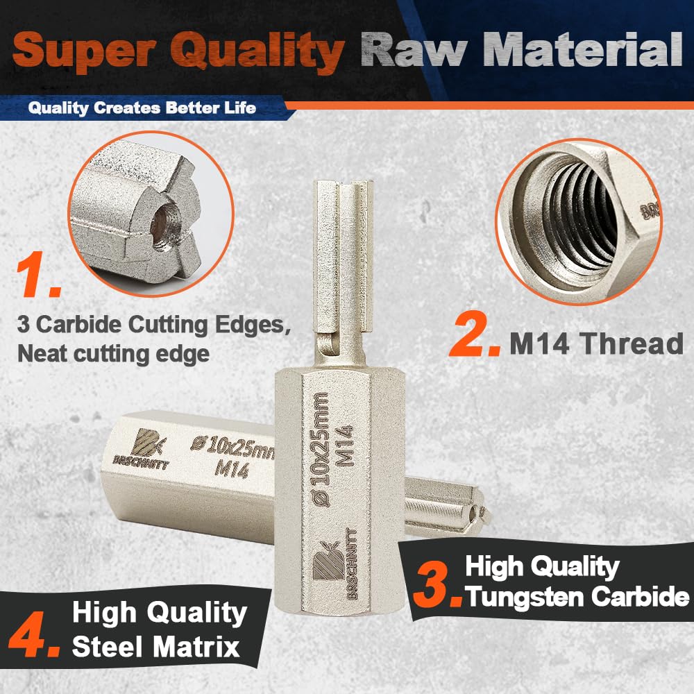 BRSCHNITT Carbide Mortar Raking Bit - 10mm x 25mm (3/8" x 1") for Angle Grinder with M14 Thread, silver, 3/8"x 1"(10x25mm) - Image 3