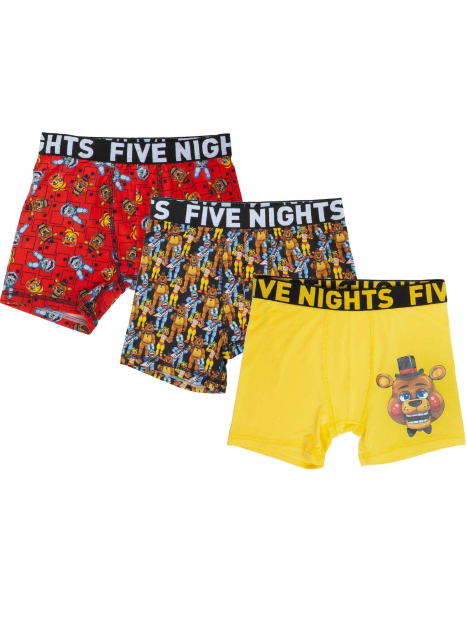 Five Nights at Freddys Action Underwear 3-Pack Boxer Briefs for Boys (Extra Small (Size 4))
