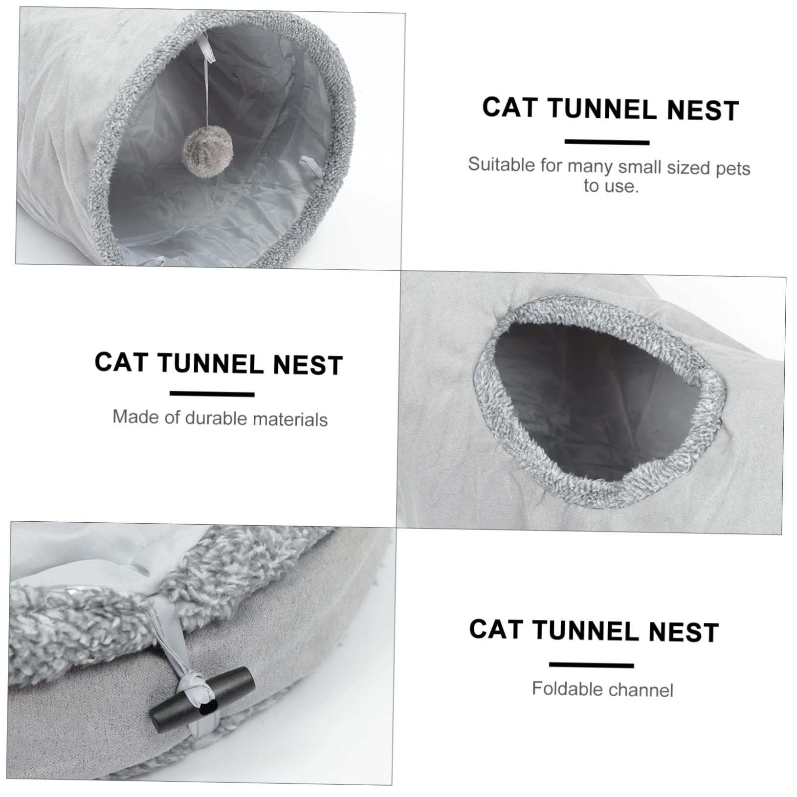 Mipcase Faltbarer Katzentunnel aus Wildlederimitat Kratzfestes Katzennest Katzenspielzeug für Wohnung und Reise Größe L Grau