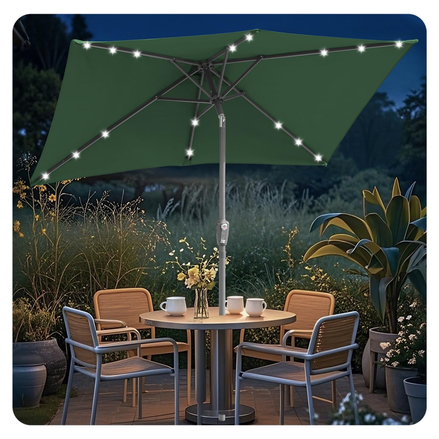 Sonnenschirm Rechteckig 210x140CM / 300 × 200CM Gartenschirm Terrassenschirm Sonnenschirm mit LED Beleuchtung Rechteckig Kippbar Großschirm für Balkon,Terrasse,Garten