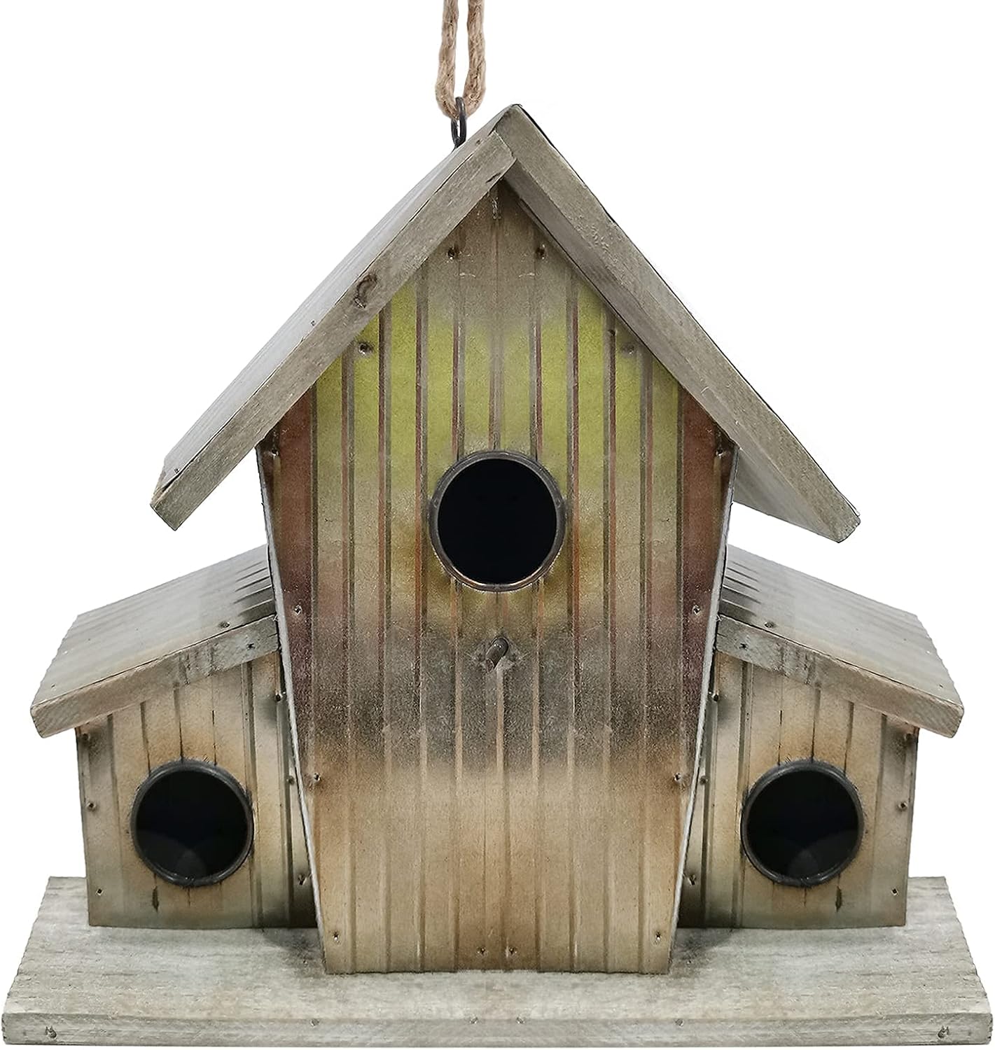 OUSHUAI Bird House for Outdoor with Pole Garden Decor Hanging Birdhouses Weatherproof BirdNest for Outside Bluebird, Finch, Wren, Chickadee, Wild Birds Big Size Wooden Iron-4 : Patio, Lawn & Garden