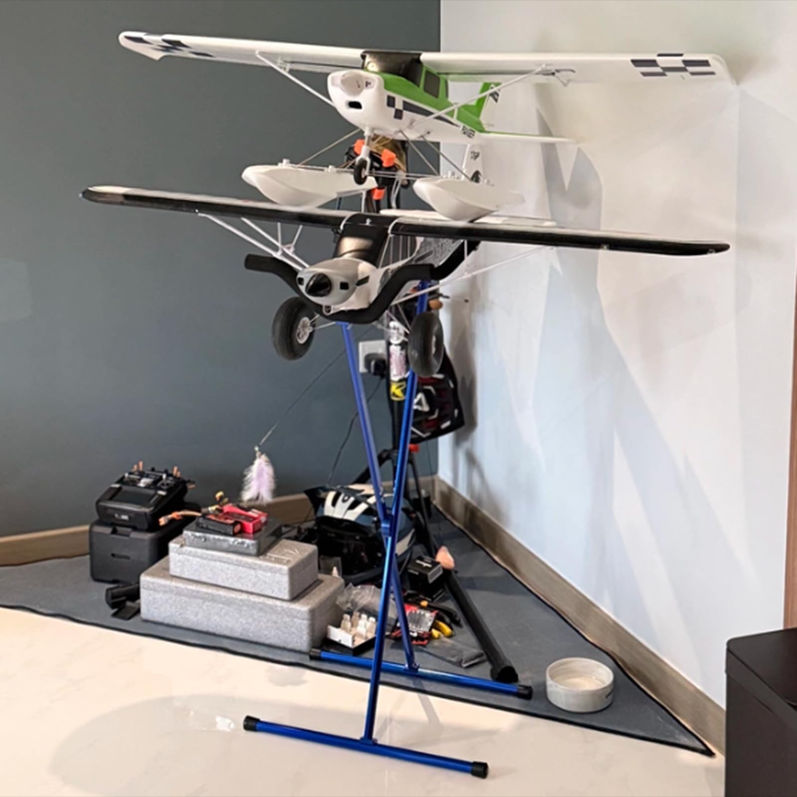 Supporto per Modello di Aereo RC, Accessorio Versatile, Leggero E Stabile, in Lega di Alluminio per Decorazioni Domestiche, Sala Hobby, Ufficio, Blu Scuro
