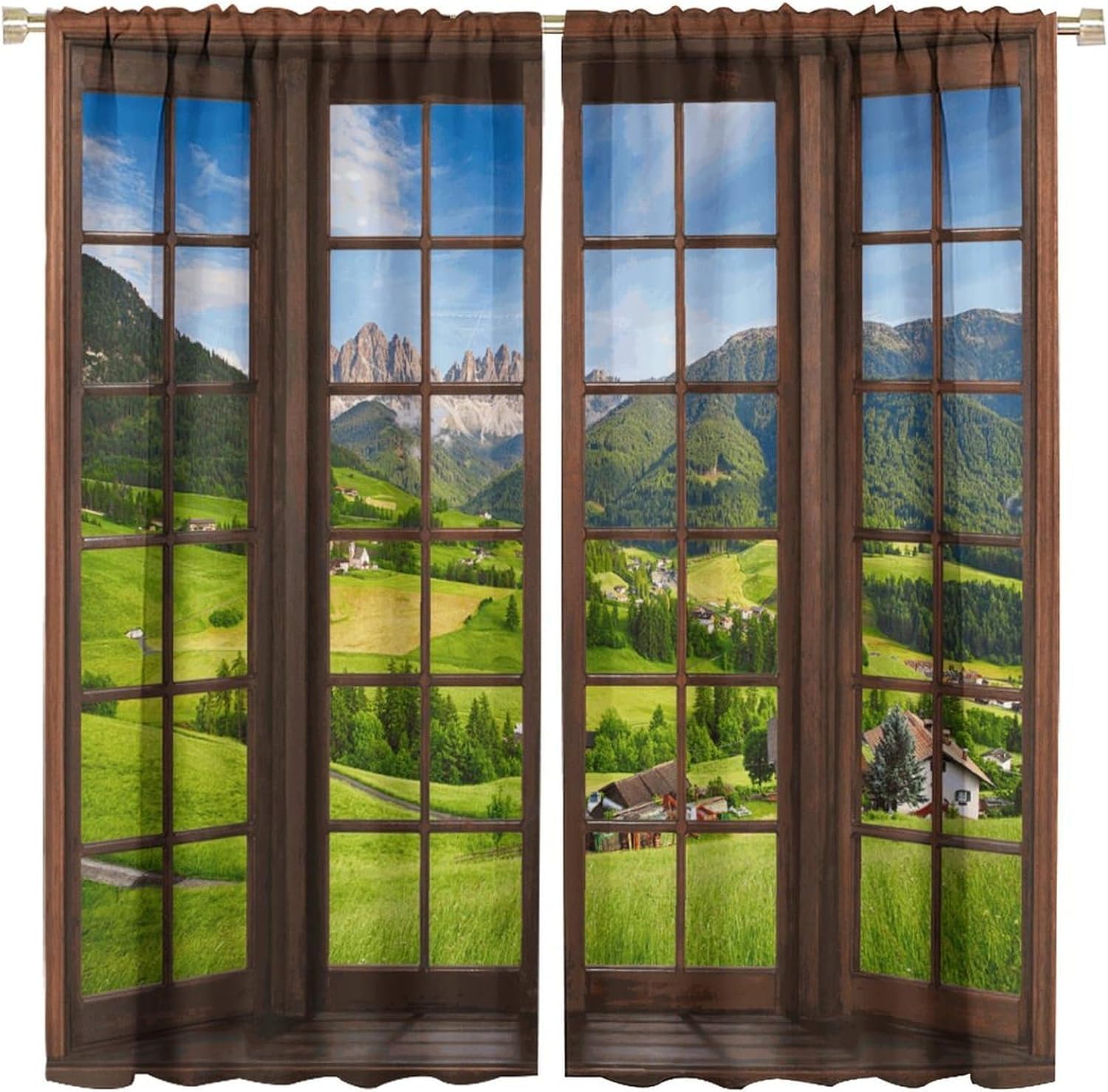 Rideau occultant thermique pour chambre enfant style nature evasion alpine lot de 2 oeillets