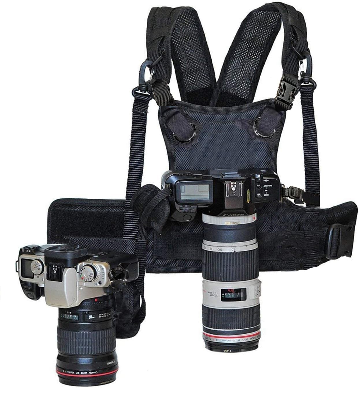 Nicama AH2 Dual Shoulder Camera Harness for 2 Cameras, Carrier Chest Vest with 38mm Square Arca Type QR Camera Mount Plate for Canon Nikon Sony Panasonic Olympus DSLR HiKing Climbing Wedding Travel