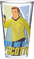 Vista 4 de Silver Buffalo Star Trek Quotes Featuring Kirk, Spock, McCoy y Uhura - Juego de 4 vasos de pinta de 16 onzas