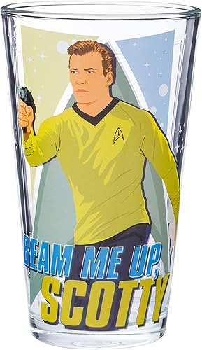 Miniatura 4 de Silver Buffalo Star Trek Quotes Kirk, Spock, McCoy y Uhura - Juego de 4 vasos de pinta de 16 onzas