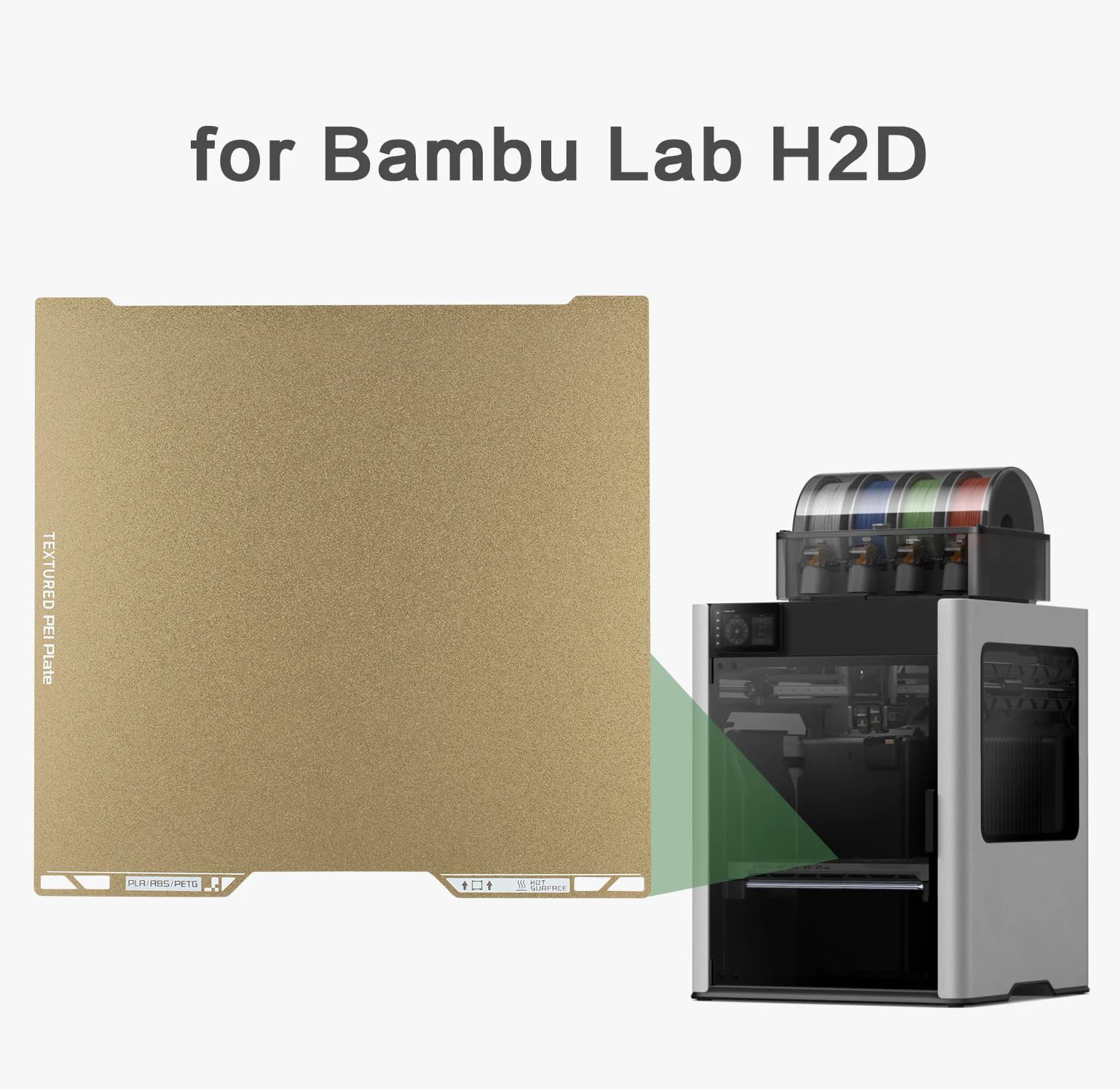 Lab H2D Bauplatte für Bambu Lab H2D-Druckplatte, 300 ℃, 355 x 325 mm, magnetisch, doppelseitig, PET/PEO/PEY/PEI-Federstahl (PEI + PEY)