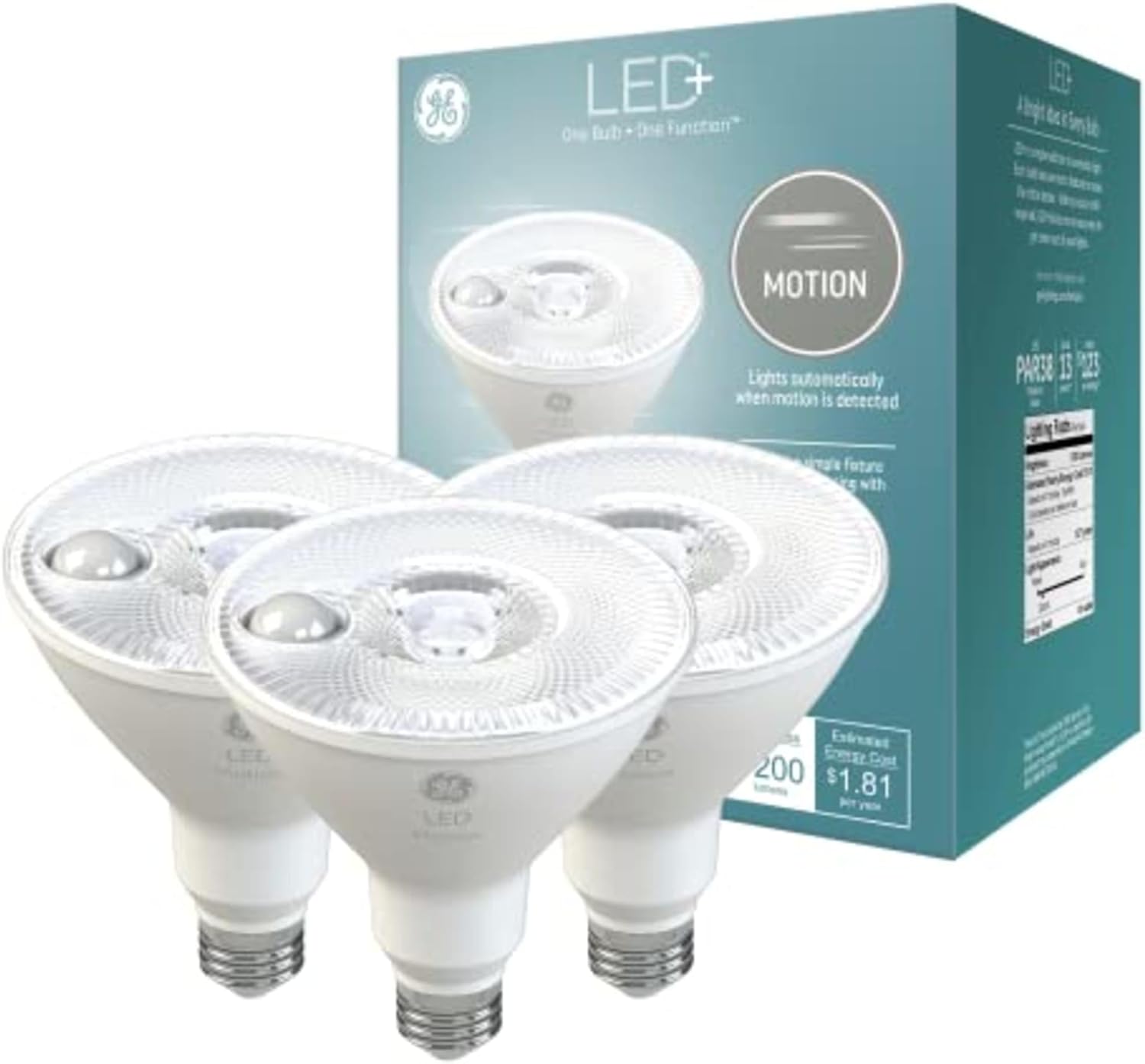 GE LED+ Linkable Motion LED Light Bulbs, PAR38 Outdoor Security Floodlights, 15W, Warm White (3 Pack)