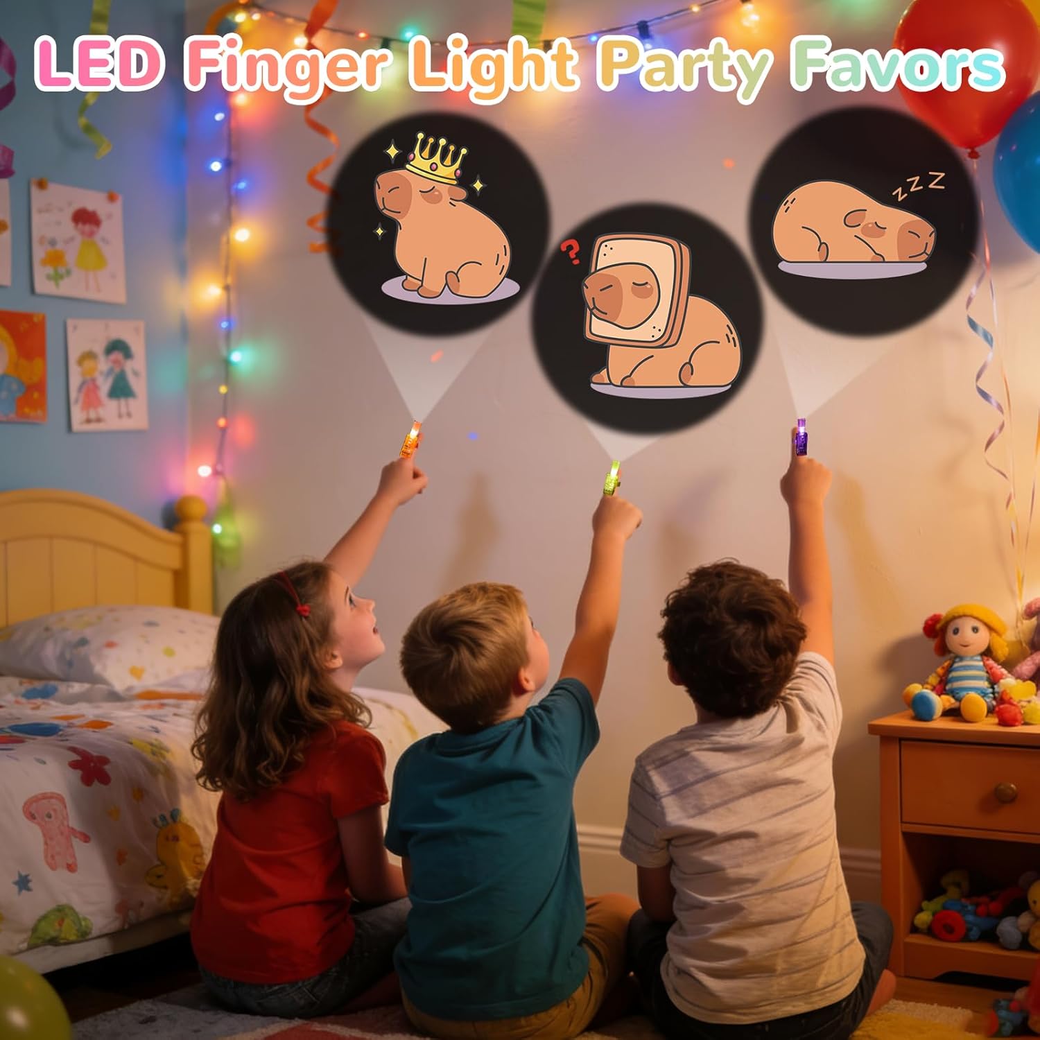 36 Pack Capybara Party Favors LED Finger Lights, Glow in The Dark Capybara Toys Goodie Bag Stuffers, Classroom Rewards, Party Prizes & Glow Party Supplies