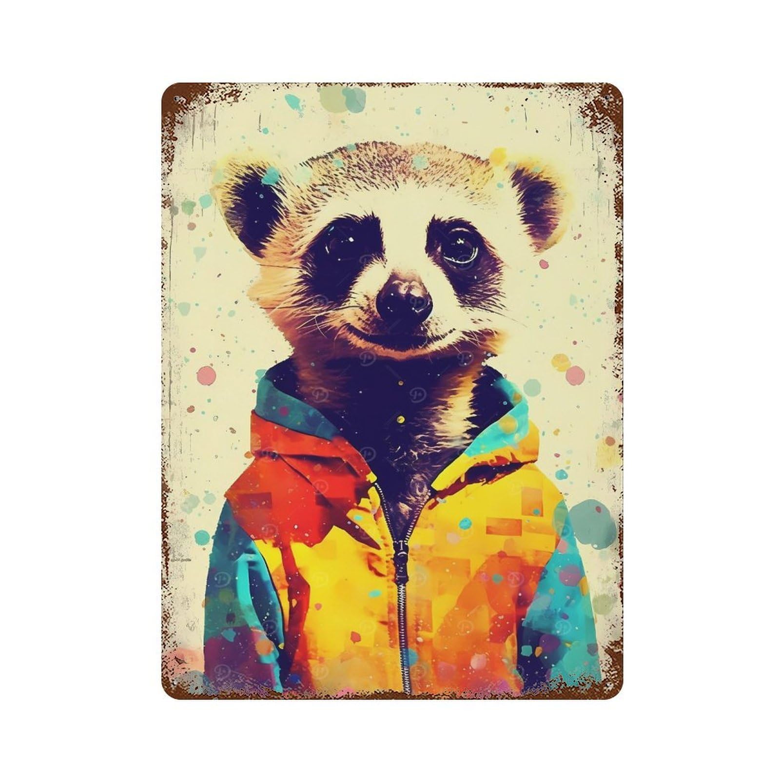 Meerkat PopArt 15.7"x11.8" Decorative Tin Sign, Rustic Home Decor for Patio, Garden Room And Bar Decor