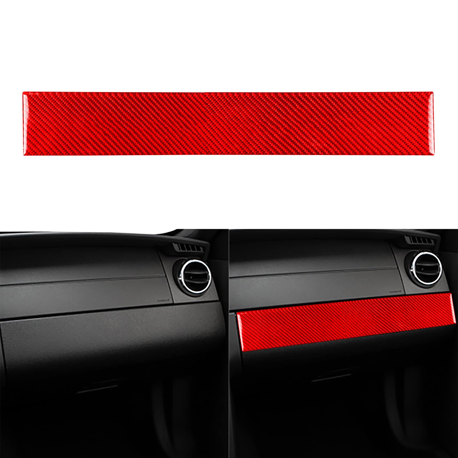 UOADA Real Soft Carbon Fiber Co-Pilot Dashboard Glove Storage Box Panel Decal Trim Cover Decorative Sticker Car Interior Accessories for Ford Mustang GT 2005-2009 S197