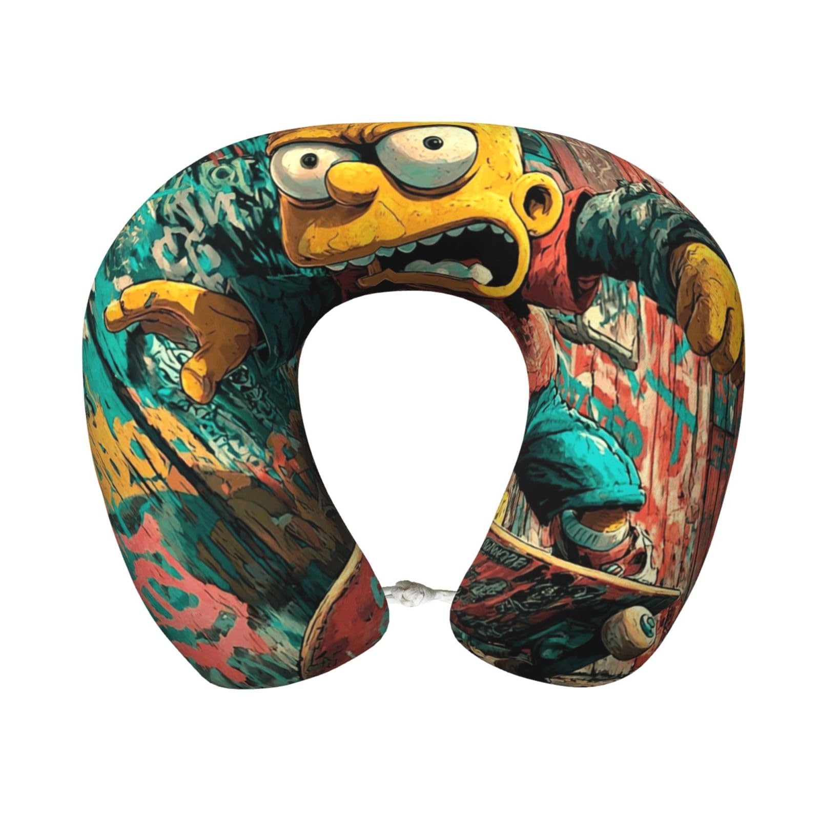 Neck Pillow Memory Foam Contour Pillow Simpsons Travel Pillow for Sleeping Comfortable U Shape Pillows for Traveling Car Headrest Home Office Fits Most Neck Sizes