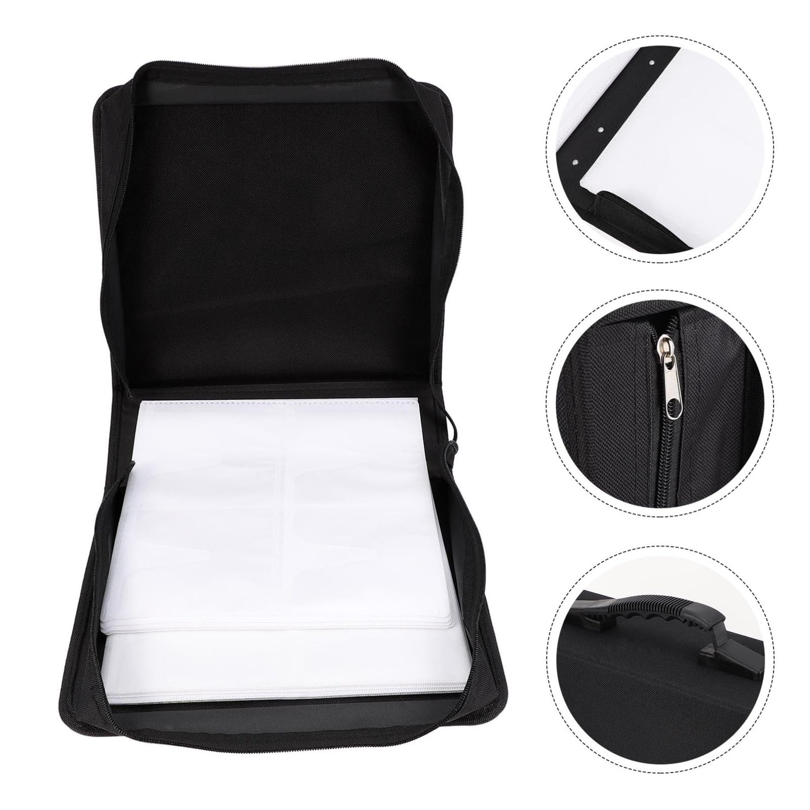 SECFOU Custodia Porta CD Dvd Oxford Nero Capacità 240 Dischi Manico Portatile Organizer per Amanti del Cinema e Musica