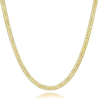 14K Gold Necklace for Women Men 4mm Snake Gold Chain Necklaces