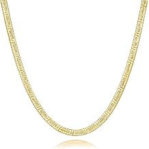 4mm 14K Gold Necklace for Women Dainty Gold Necklace for Women Golden Chain for Men 14k Whispers of Heritage with Chinese Ancient Fret Patterns Waterproof Snake Golden Chain Necklaces 16,18,20,22,24in