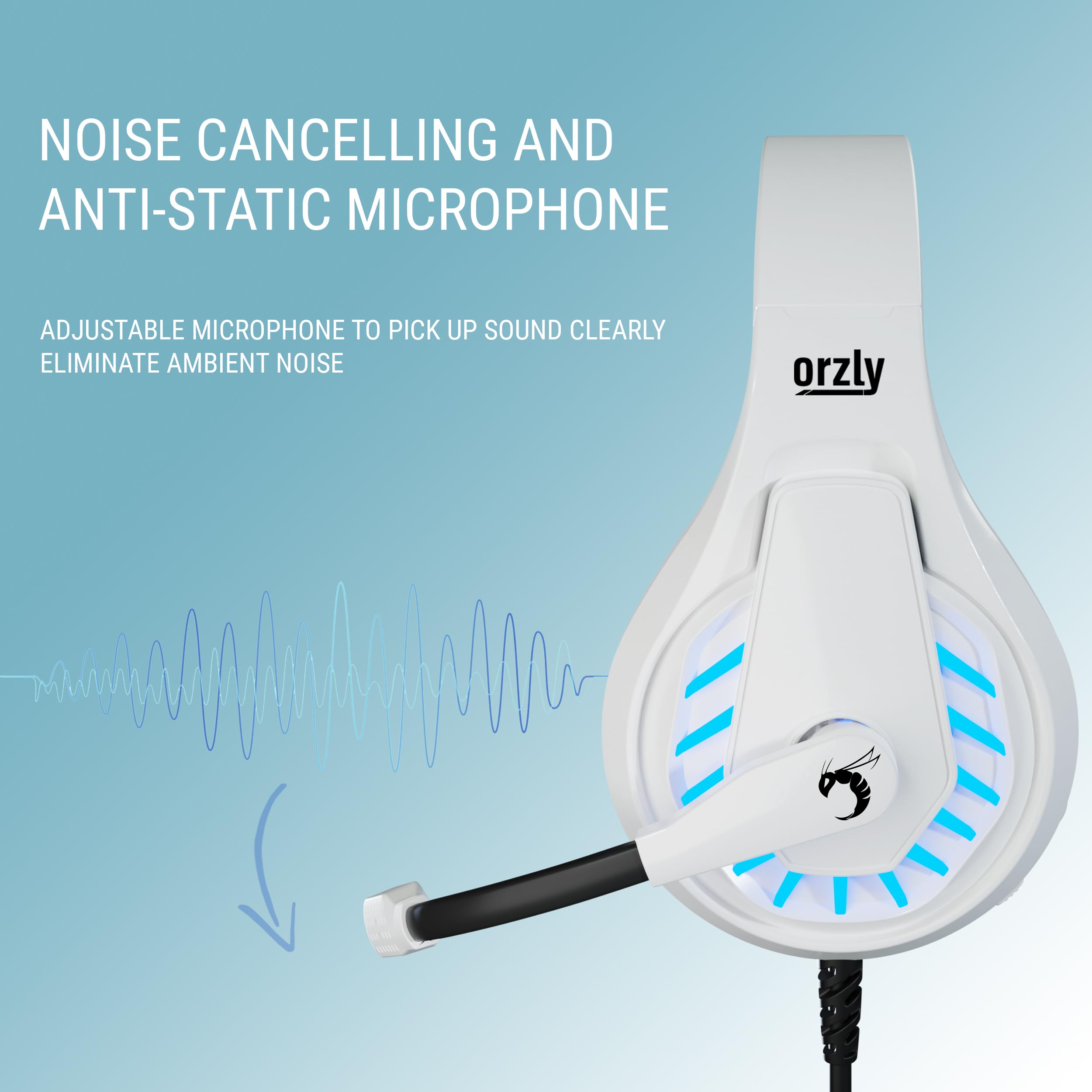 Orzly Gaming Headset for PC and Gaming Consoles compatible with PS5, PS4, XBOX SERIES X | S, XBOX ONE, Nintendo Switch & Steam Deck with noise cancelling mic - RXH-30 Siberia Edition — view 3