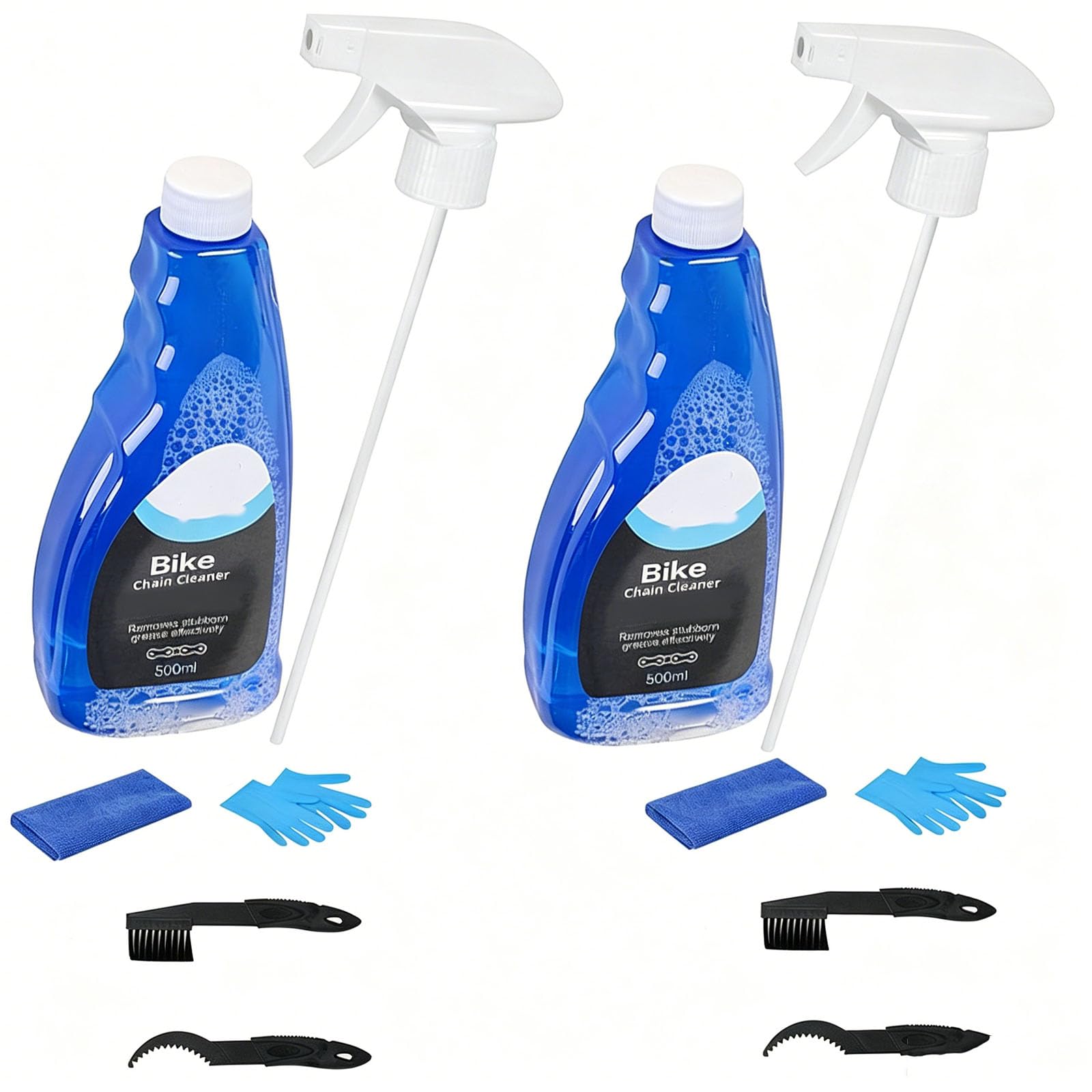 Kit de nettoyage de chaîne de vélo, dégraissant non moussant avec brosse et fil à engrenages pour vélos de gravier/route/VTT (2)