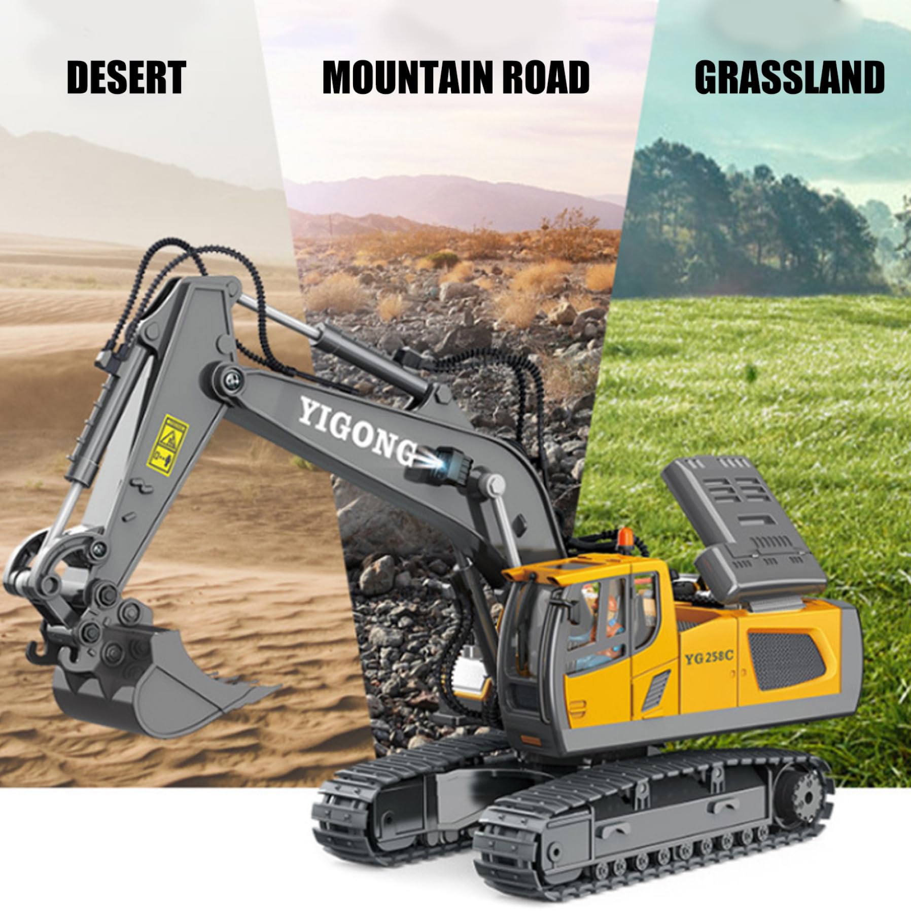 Toys de construction de excavatrice à distance pour garçons, excavatrice télécommandée, véhicules construction en alliage simulé électrique avec lumière et son, jouet rechargeable résistant aux ch
