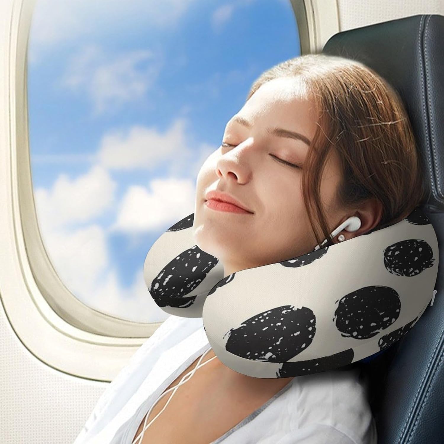 Minimalist Dots Ovals Memory Foam Pillows U Shaped Travel Neck Pillow