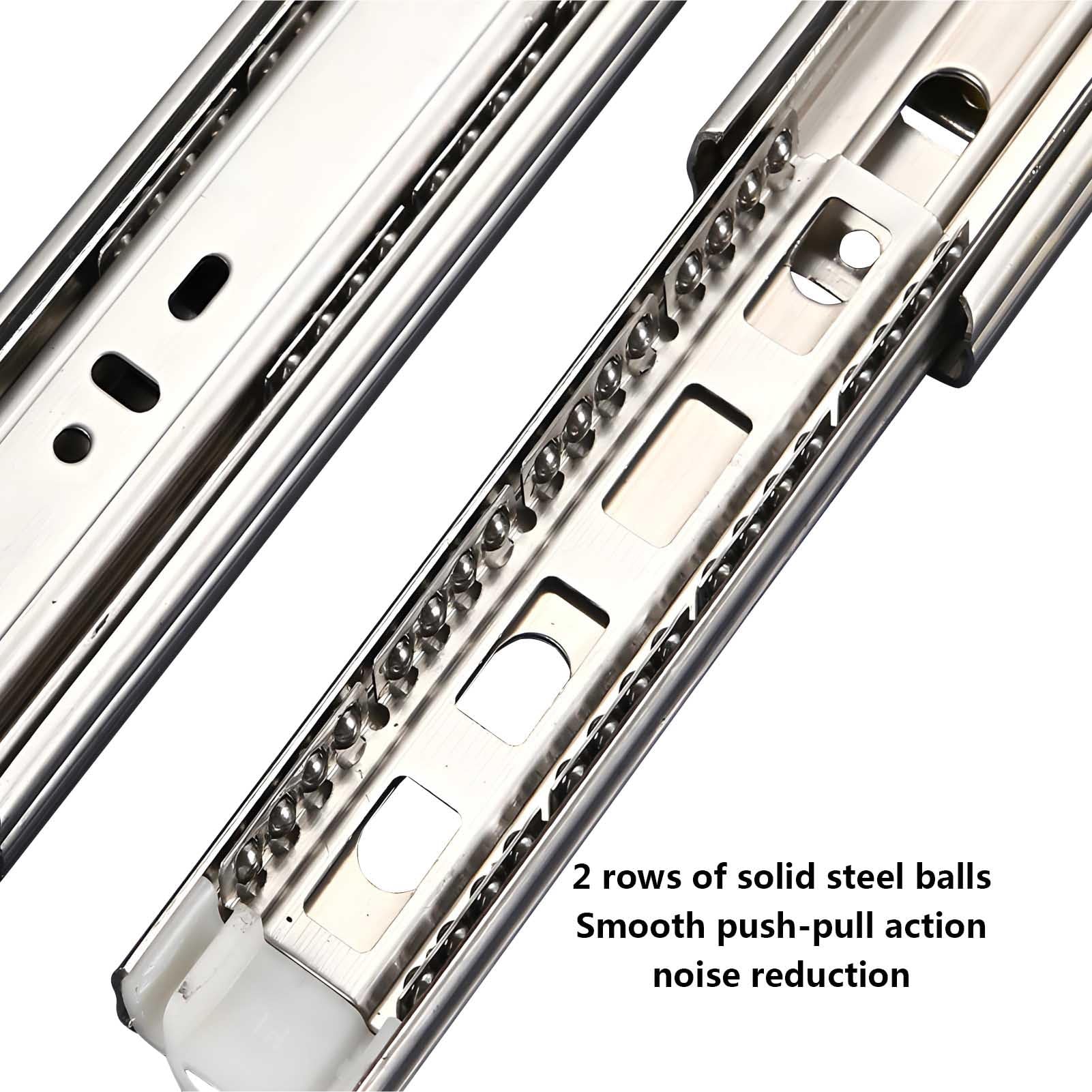 300/500 mm Metalowe Prowadnice Szufladowe z Cichym Domykaniem, Szyny do Szafek z Pełnym Wysuwem, Montowane z Boku, Nośność 45 kg(20in (500mm))