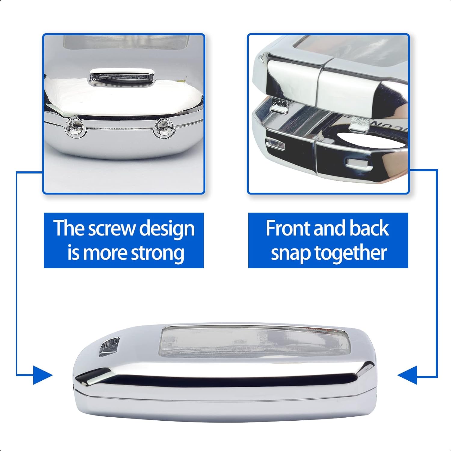 Silver zinc Alloy Smart Key Case Cover Compatible with Kia Forte Koup Optima Rio Sedona Sorento Soul EV Sportage NIRO Forte Keyless Car Remote Accessory
