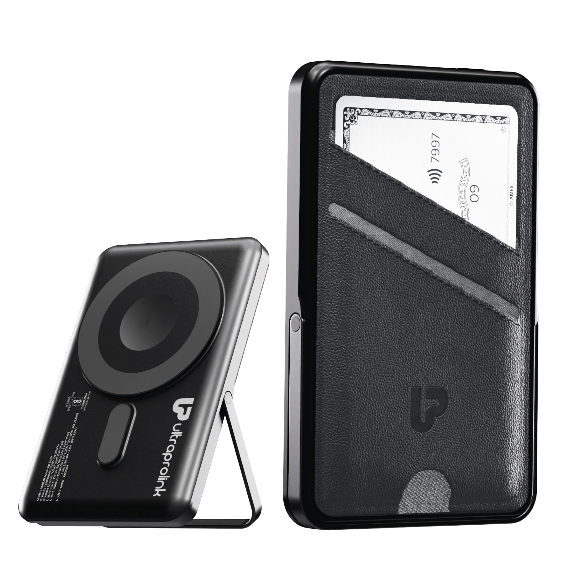 UltraProlink Mag-Safe Power Bank 5000mAh with Stand & Wallet | Ultra Slim Magnetic Power Bank | 22.5W PD Battery Bank| Type C for iPhone 16/15/14/13/12/Mini/Pro/Pro Max|Made in India | Juice-Up Swipe discount deal