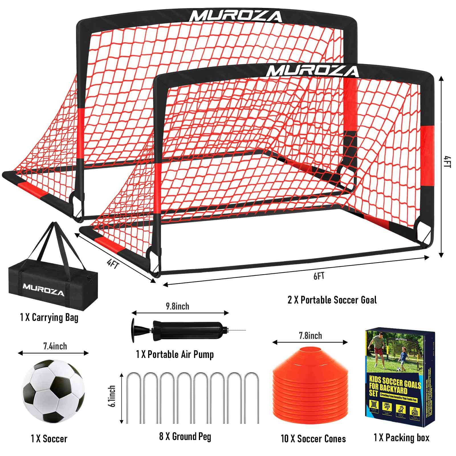 Soccer Goal, Kids Soccer Goals for Backyard Set, Pop Up Soccer Net view 2