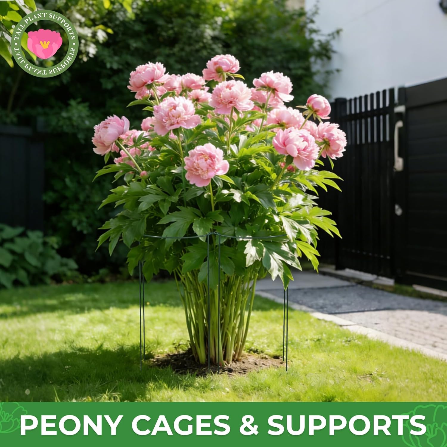 LEOBRO 12PCS Plant Supports, 24 Inch Peony Cages and Supports, Garden Plant Stakes for Indoor Plants, Outdoor Plants, Peony Tomato Monstera Hydrangea Stakes, 10" W x 24" H