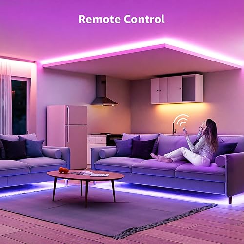 Miniatura 4 de Lepro Tira de luces LED, tiras LED RGB de 39.4 pies, tira de luz LED 5050 SMD que cambia de color con control remoto de 44 teclas y fuente