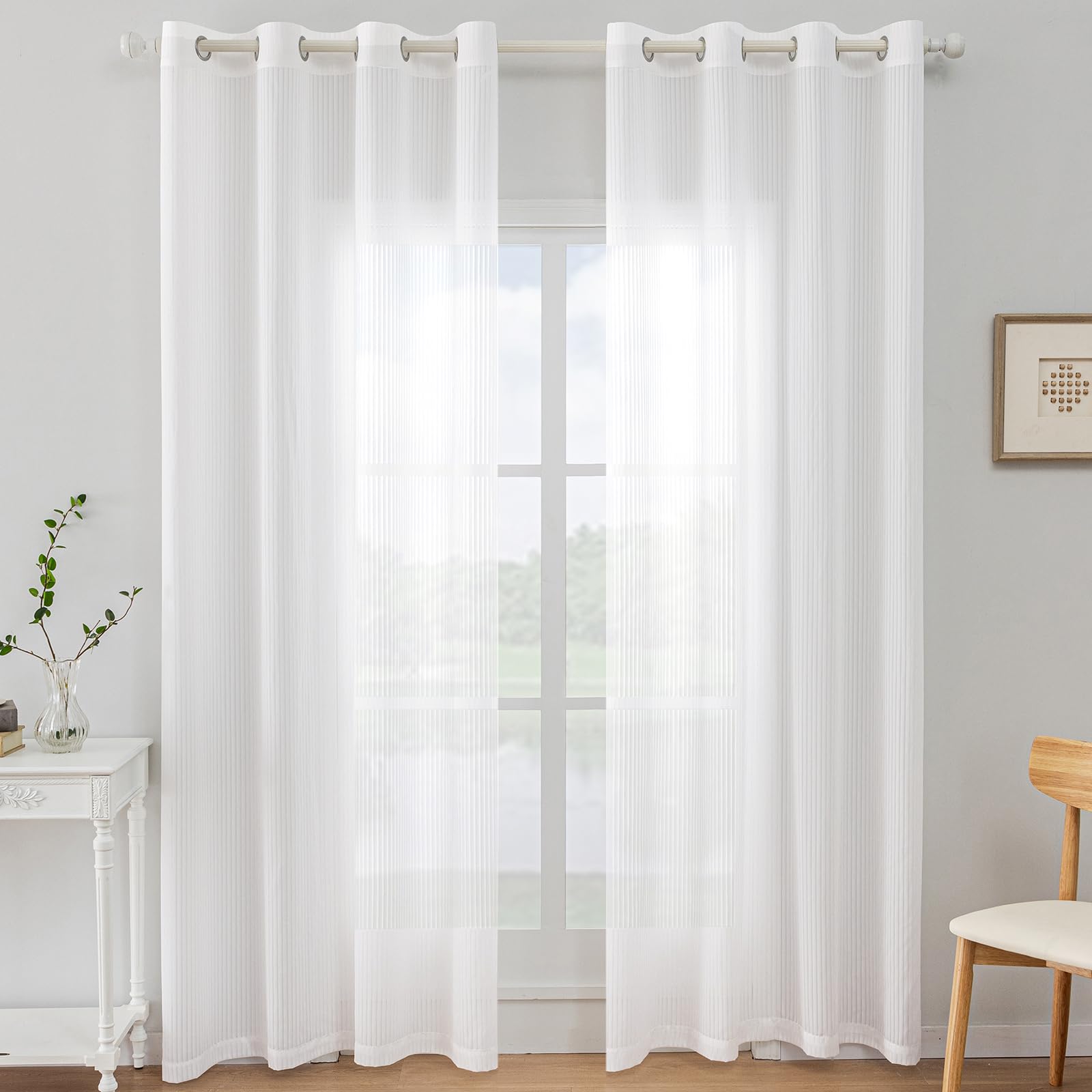 Ystyle Cortinas Salon Modernas 2 Piezas, Visillos Dormitorio Cortinas Translucidas Cortina Ventana, con Ojales De Comedor Habitacion, Voile Sala For Living Room, 140x145cm, Blanco Global Recycled Standard Global Recycled Standard Global Recycled Standard