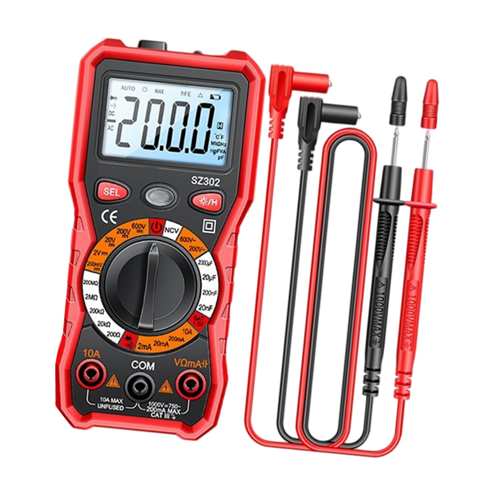 Digital Electrical Tester with Insulated Probes Digital Multimeter Designed for Safe Accurate Measurements Tool Multifunctional Electrical Tester