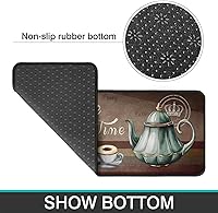 Vista 6 de Juego de 2 alfombras decorativas de café, antideslizantes, lavables, absorbentes, de microfibra para el suelo de la cocina, de 17"x47" + 17"x30