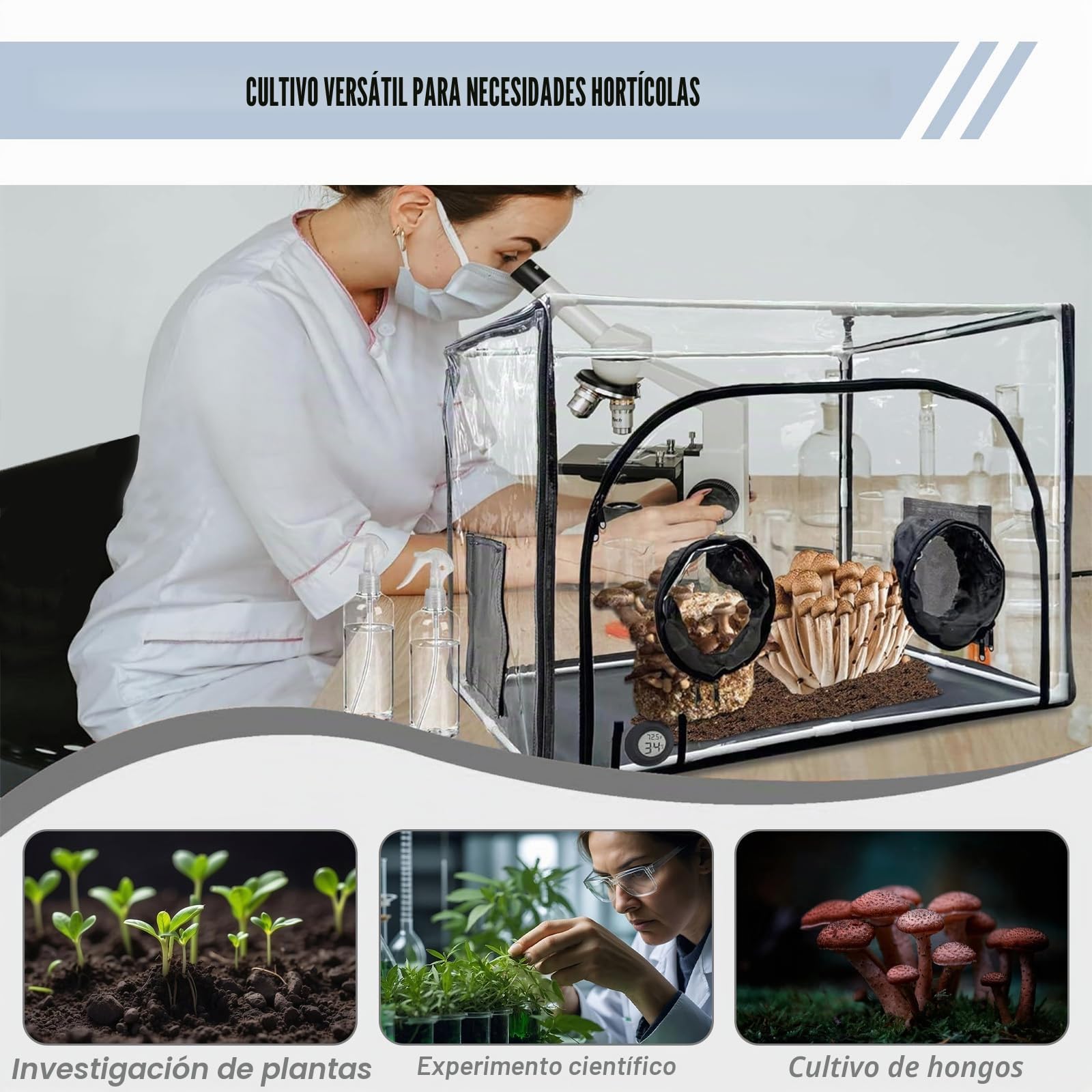 Still Air Box,Caja De Aire para Cultivo De Hongos,Juego de Crecimiento de Setas de PVC con 2 Puertos de Brazo,Kit De Cultivo De Hongos para Los Amantes De Los Hongos,Cultivo Versátil