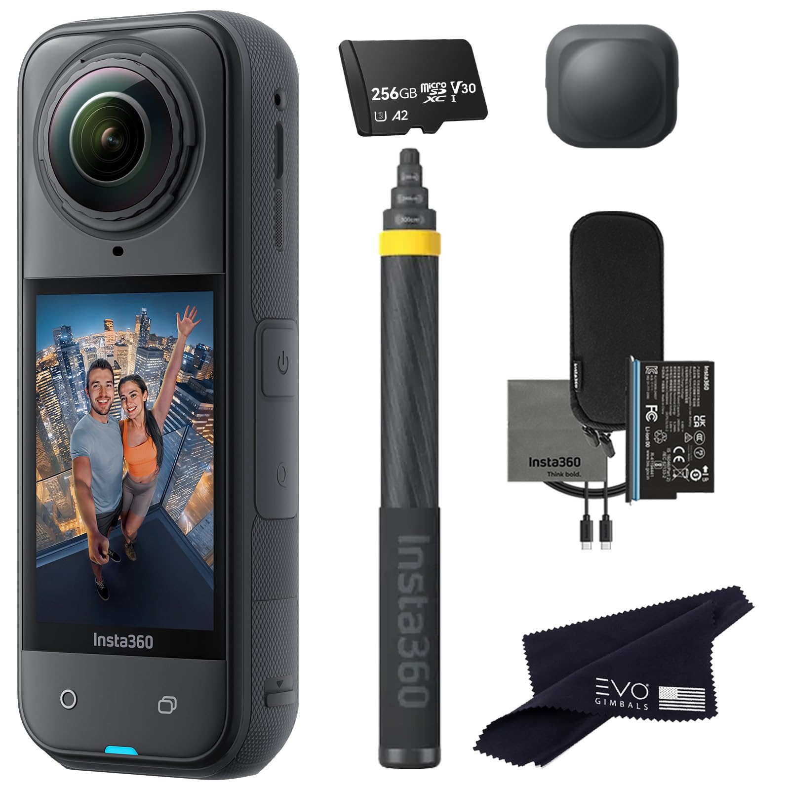 Insta360 X5 Extended Selfie Stick Drone View Bundle ((3m/9.8ft))-8K Waterproof 360 Action Camera with 1/1.28" 48MP Sensors, 8K 360 HDR Video|Bundle