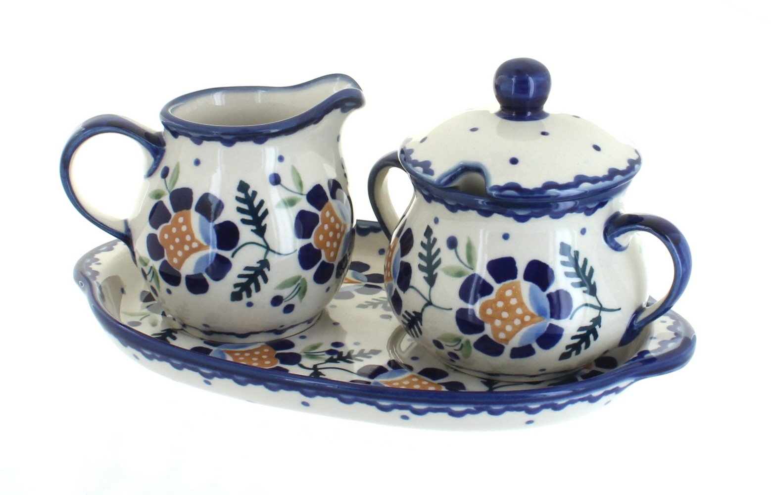 Polish Sunflower Sugar & Creamer Set with Tray