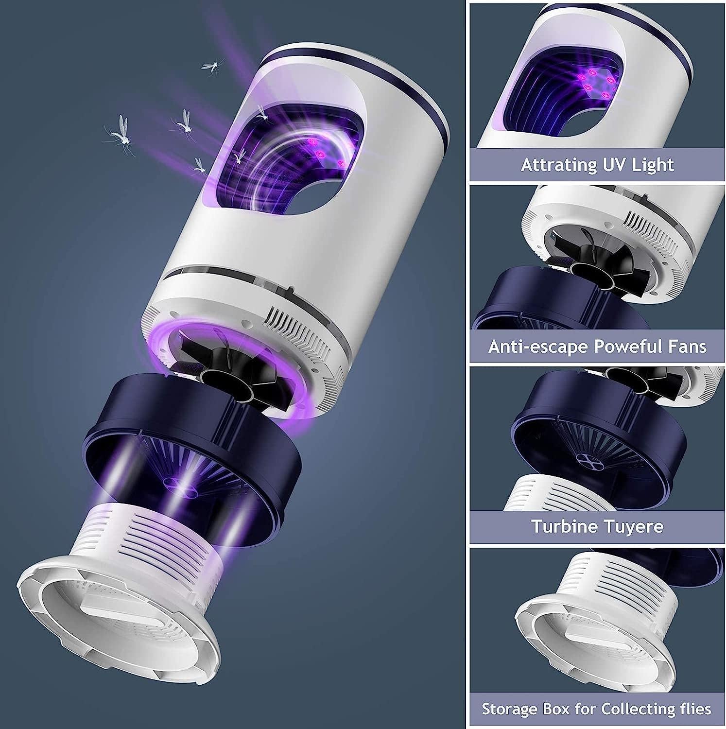 Asesino de Mosquitos, Asesino de Mosquitos eléctrico USB, Lámpara LED UV para Mosquitos, Repelente de Mosquitos silencioso para Uso en Interiores y Exteriores