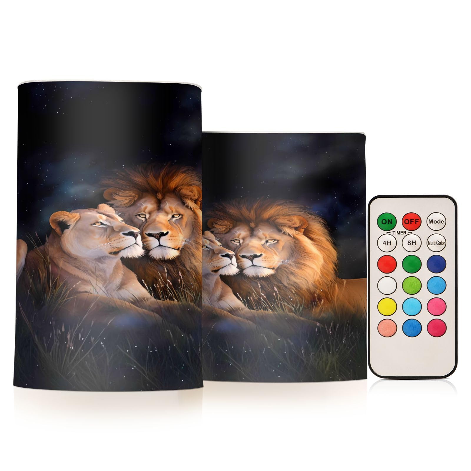 ALAZA Lion (9) Flickering Flameless Candles Battery Operated with Remote Timer,Tea Light Candles LED Pillar Votive Candles set of 2 for Outdoor Indoor Decorations