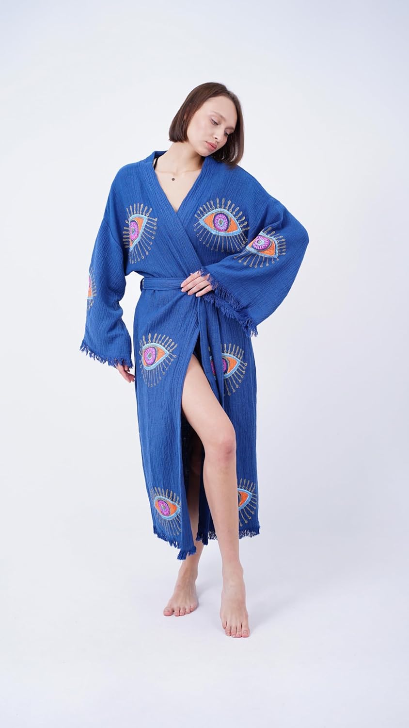 Handmade Evil Eye Boho Kimono – Beachwear Festival Cover Up - Image 8