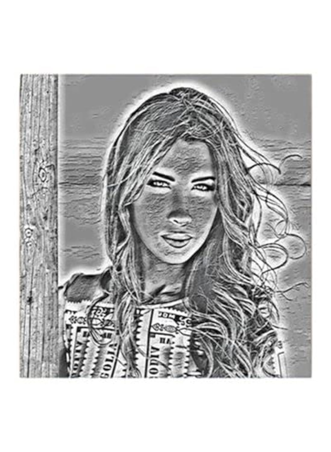Nancy Ajram MDF Wall Art Painting Grey 30x30centimeter