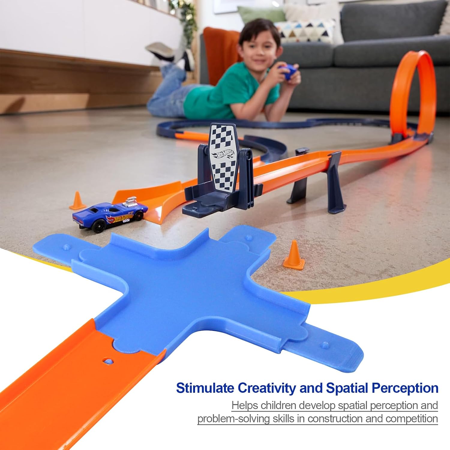 Cross Racetrack Connectors, Compatible with Hot Wheels Track Builder | Cross racetrack connectors for Hot Wheels, track builder extensions, enhance track building, durable & easy connect